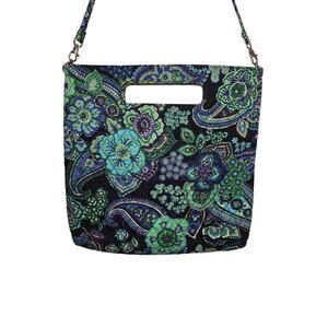 Vera Bradley Blue Rhapsody Tote Bag Handbag Purse 2009 Retired Floral Pattern